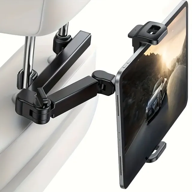 Universal tablet holder on headrest compatible with tablets and phones 4.7-12.9" iPad Air Mini, more