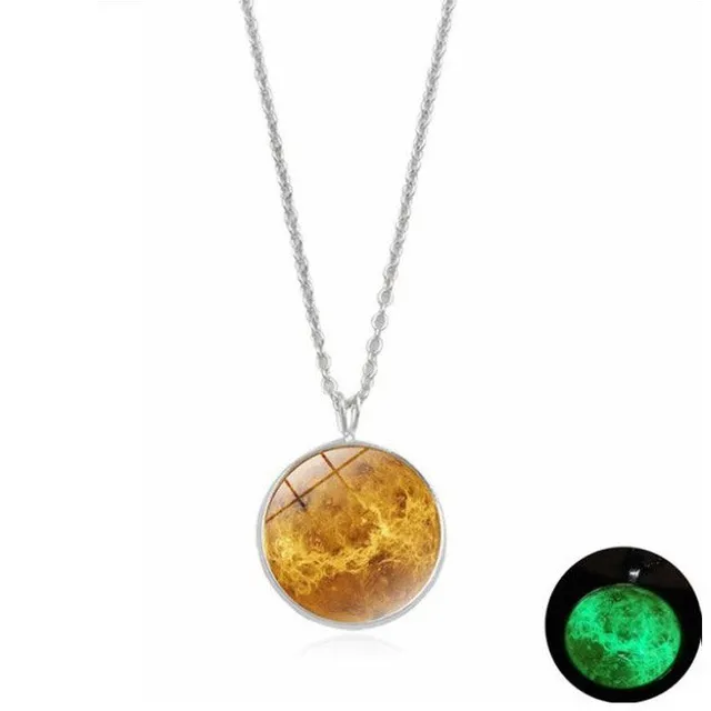 Lighting luminescent pendant in the shape of the moon on the chain