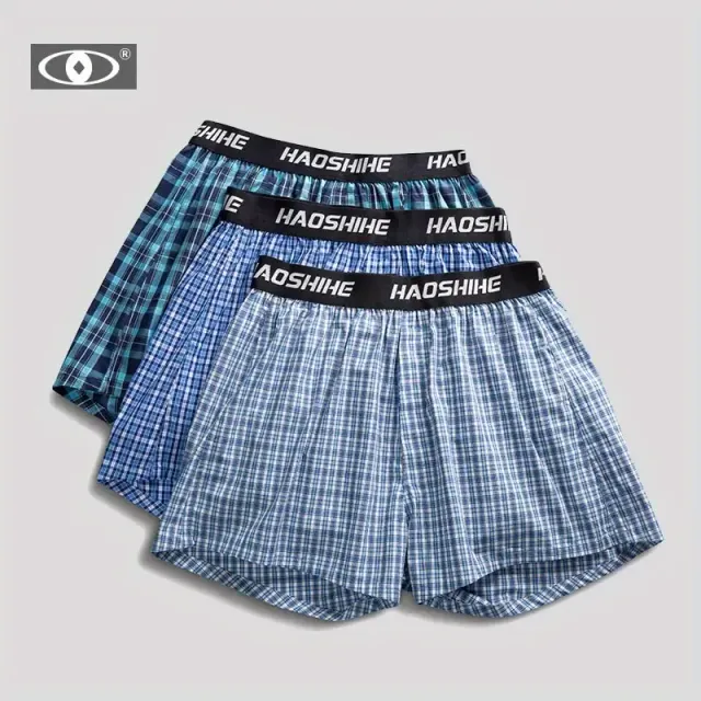 Men's plaid boxers (3 pcs) - random colours, breathable and comfortable for everyday wear
