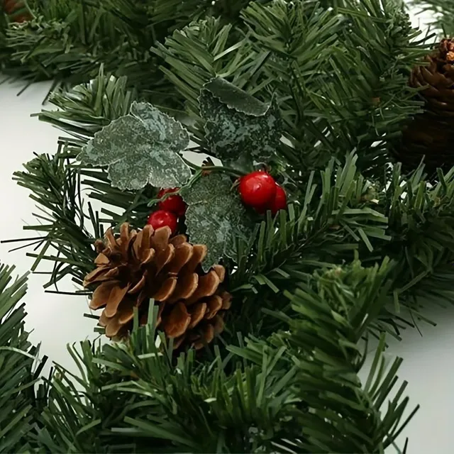 Vánoční ratanový závěs se světelným LED řetězem, 1,8 m - ozdoba na vánoční strom, dveře, okno