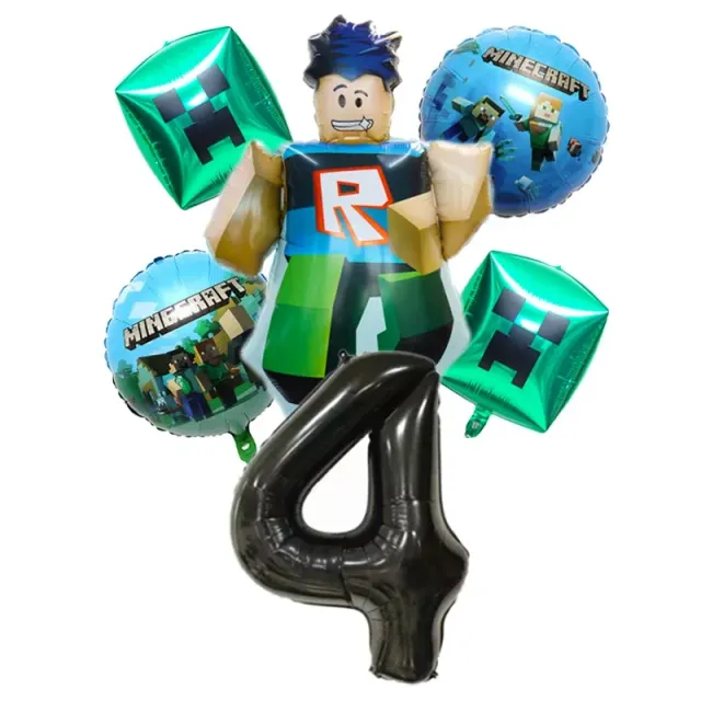 Stylish set of birthday balloons in the performance of popular characters from Minecraft