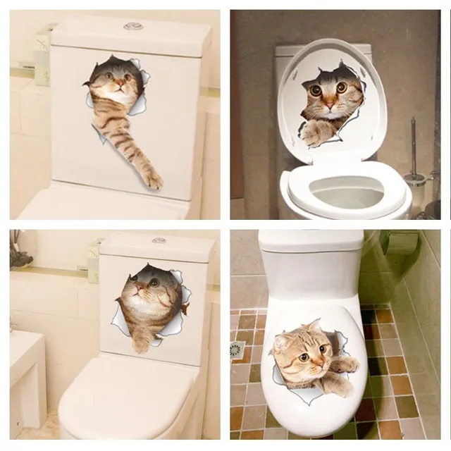 3D samolepky na WC CAT