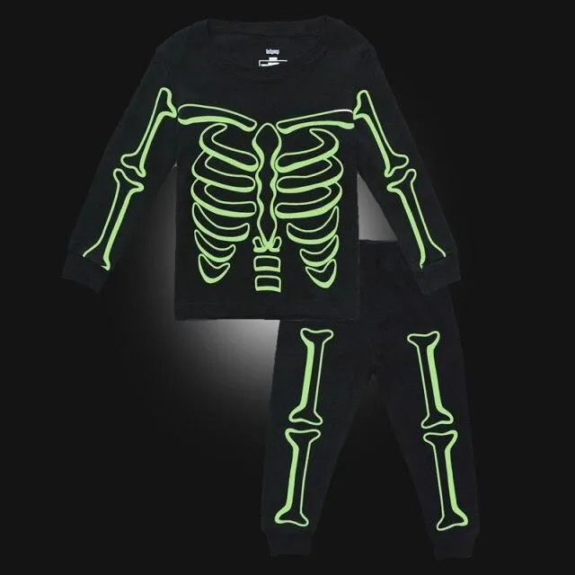 Pijama pentru băieți cu schelet luminescent