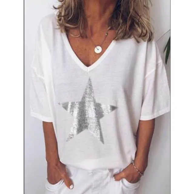 Women's Stylish Fashion Free T-shirt with Neckline © Star