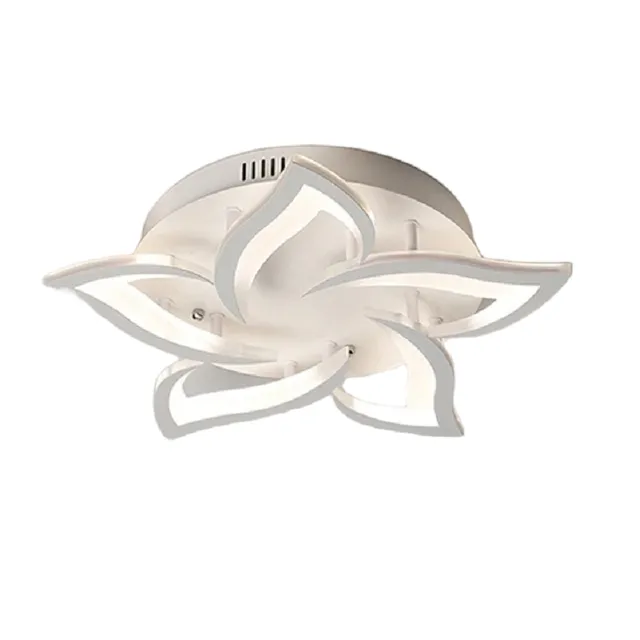 Éclairage de plafond LED en forme de fleur 50 W Lustre blanc moderne à télécommande Luminaire dimmable avec télécommande 60 x 9 cm