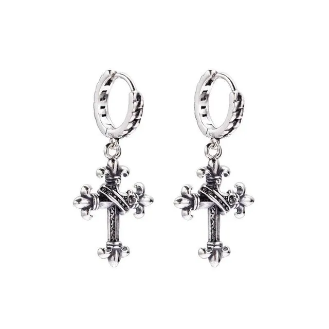 Boucles d'oreilles rondes avec croix G1383