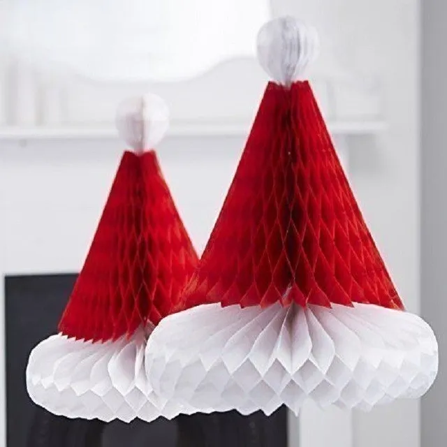 Paper decoration hat Santa 3 pcs