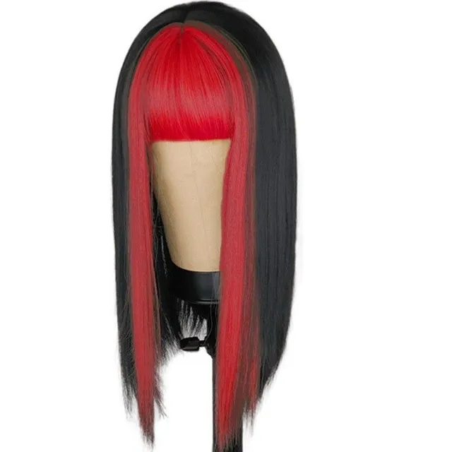 Wig with colored bang