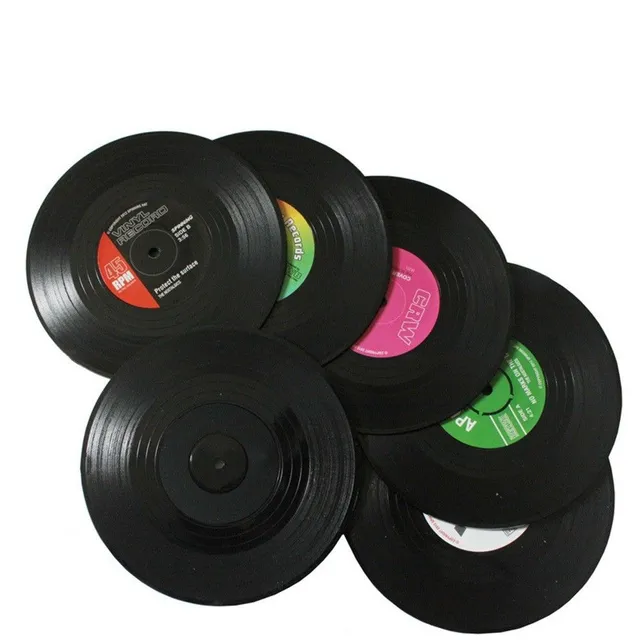 Sous-verres en forme de disque vinyle 6 pcs