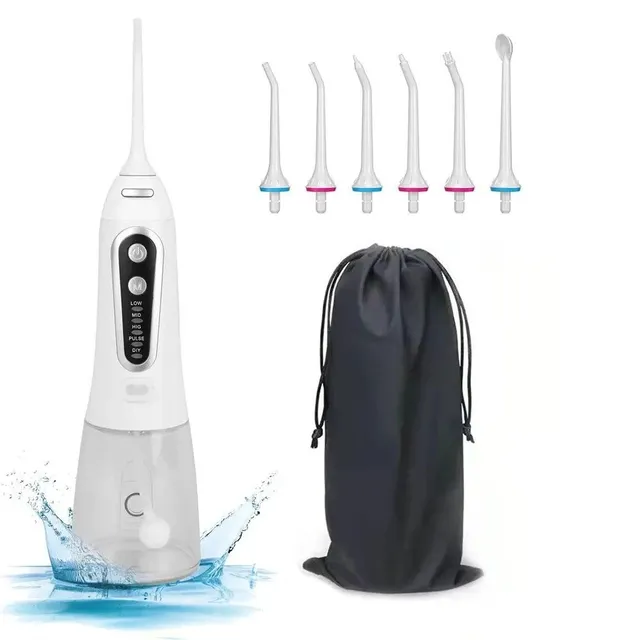 Portable oral irrigator with 5 IPX8 modes Waterproof oral shower for tooth cleaning with 300 ml Wireless electric irrigator Dental water jet for oral cavity care 21,5 x 8.5 cm