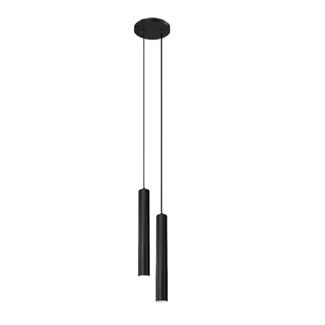 Lampă suspendată modernă din metal cu LED 6 W, alb neutru, candelabru dublu tubular, 2 m, lumină punctuală minimalistă neagră 30 x 3 cm