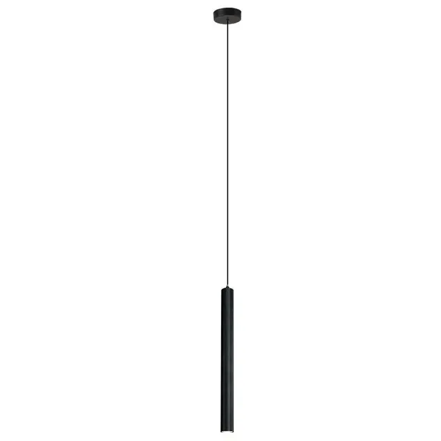 Lampă suspendată modernă din metal LED 3 W, alb rece, lustră tubulară pe cablu de 2 m, lumină punctiformă minimalistă neagră 30 x 3 cm