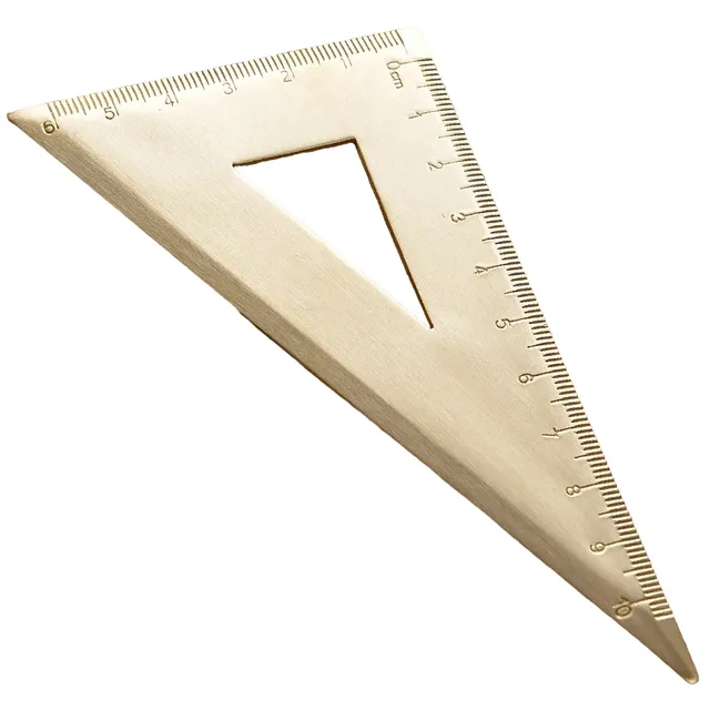 Brass triangle for students at sharp angle Metal triangle for drawing Retro school ruler