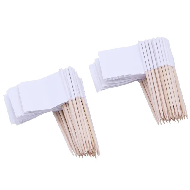 Stick with white flag 100 pcs