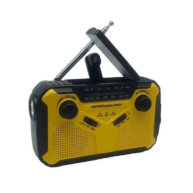 Radio de urgență cu lanternă și powerbank - Radio portabil cu antenă AM/FM, radio wireless, lanternă LED, powerbank 2500 mAh, radio multifuncțional 15,5 x 9,4 x 4,2 cm