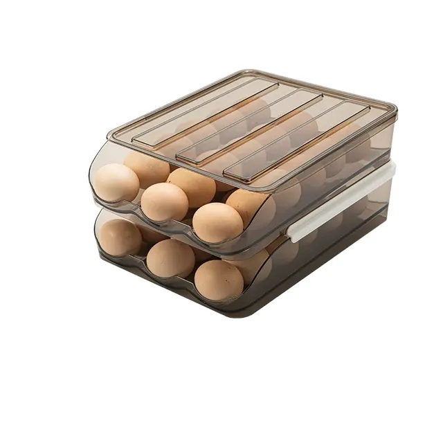 Organizator pentru ouă Cutie de depozitare pentru ouă Organizator cu două etaje pentru ouă Suport pentru ouă Organizatoare de bucătărie 28,5 x 21,5 x 14 cm