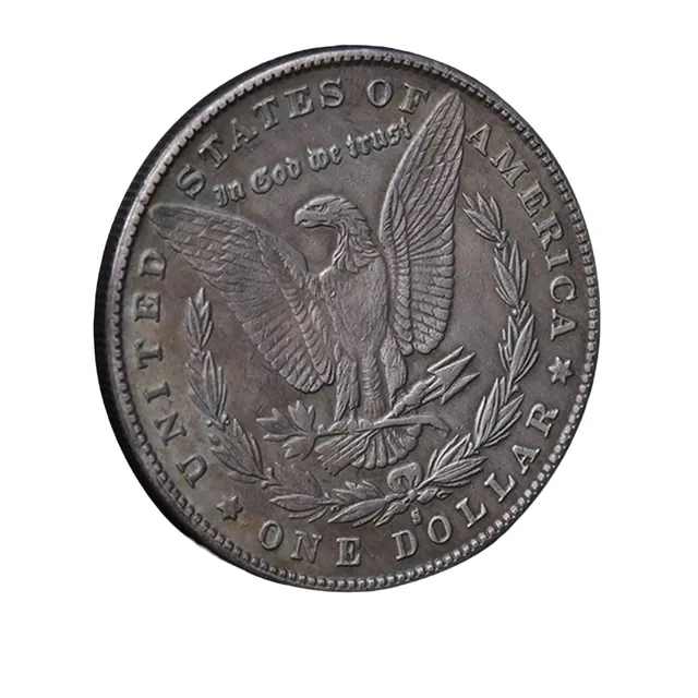 Reply of one dollar from the 19th century 3.8 cm Remembering dollar coin from the USA 1878, 1879 Silver plated metal coin from the United States of America