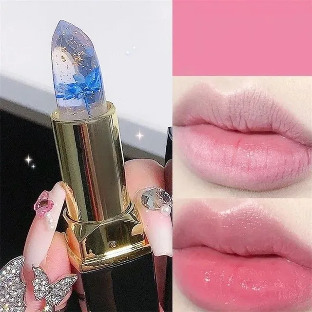 Lipstick changing color Transparent lipstick with flower Moisturizing lip balm Black lipstick