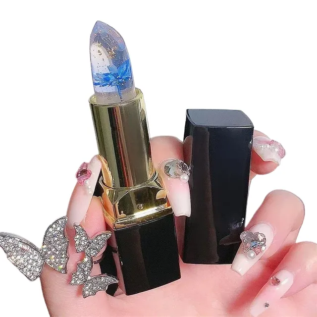 Lipstick changing color Transparent lipstick with flower Moisturizing lip balm Black lipstick