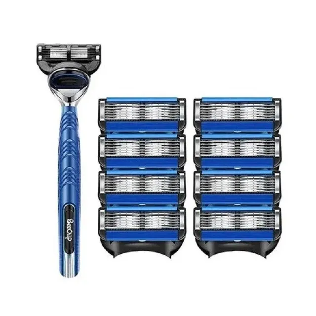 Hand shaving machine with six-layer blades Manual men's razor with 8 spare heads Shaving machine with stainless steel blades