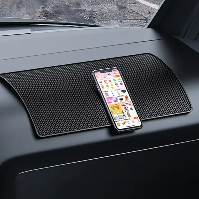 Proslip mat for car with telephone holder and glasses