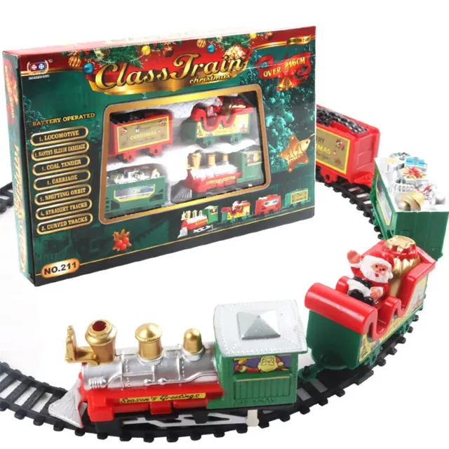 Christmas realistic electric train set safe for children and decoration under the tree