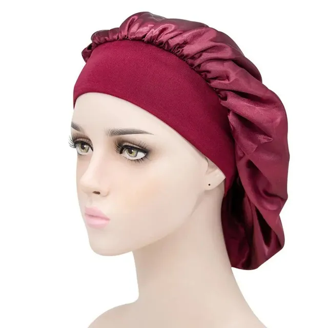 Special satin cap for sleeping against tangled long hair and hair extensions - more colors