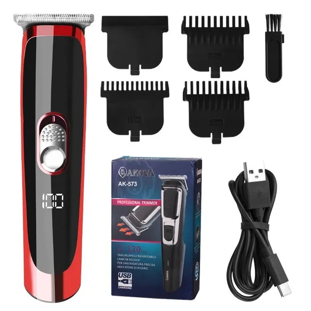 Trimmer profesional portabil electric pentru îngrijirea părului și barbii cu lame schimbabile pentru lungimea tunsului
