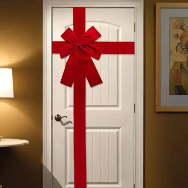 Large red bow for doors for Christmas and New Year's decoration