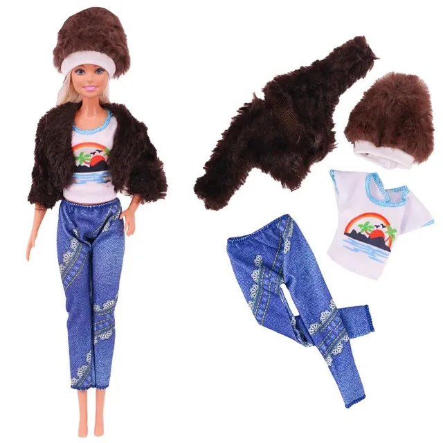 Set of 5 pieces of fashionable clothes and accessories for Barbie dolls