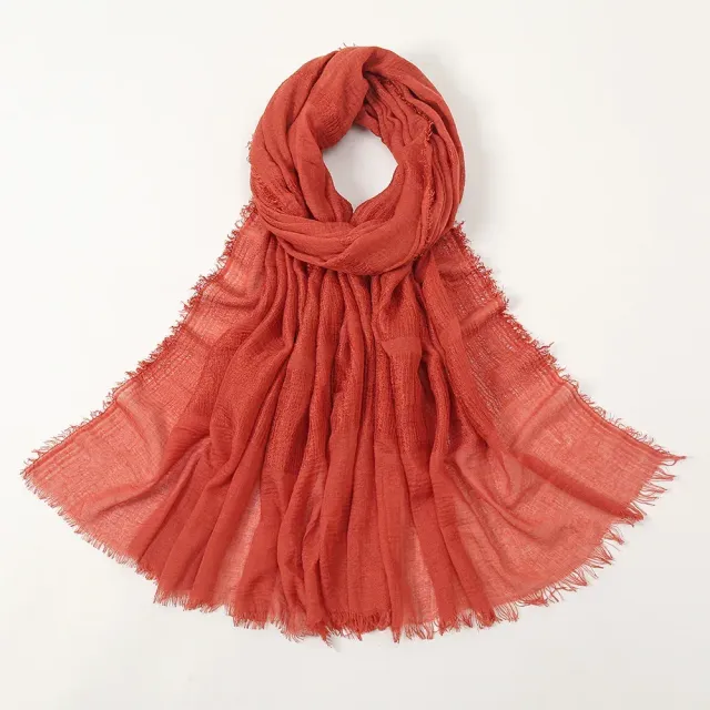 Women's autumn/winter cotton scarf, single colour and in size 90x180 cm