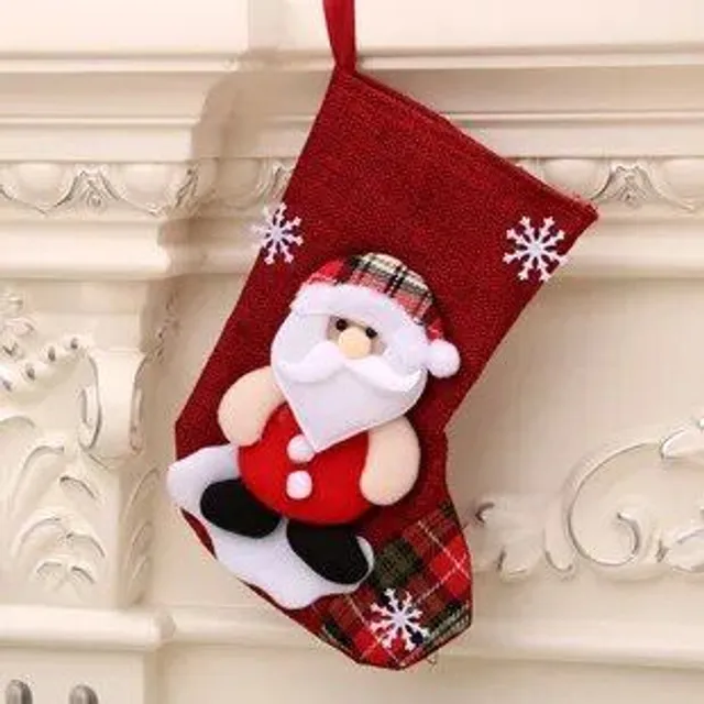 1 buc. Șosetă de Crăciun cu imprimeu de Om de Zăpadă, Moș Crăciun, Brad sau Urs