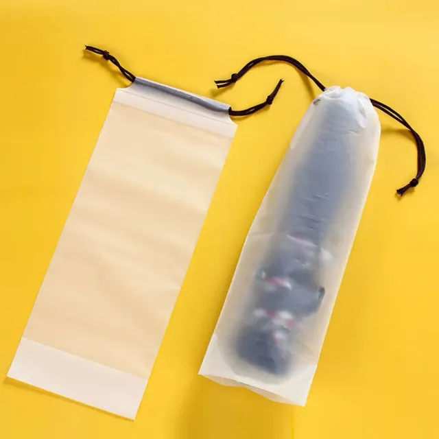 Matný průhledný plastový obal na deštník - opakovaně použitelný přenosný obal na deštník se stahovací šňůrkou