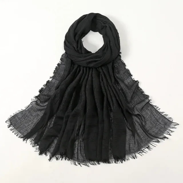 Women's autumn/winter cotton scarf, single colour and in size 90x180 cm