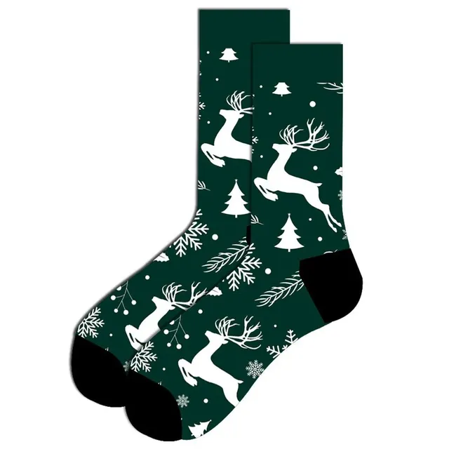 Chaussettes de Noël avec motifs joyeux - Saint Nicolas, renne, sapin, flocons et bonhomme de neige