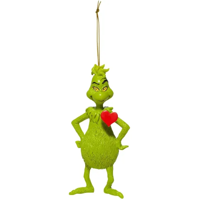 Christmas decoration of the green Grinch to hang on the Christmas tree - different variants