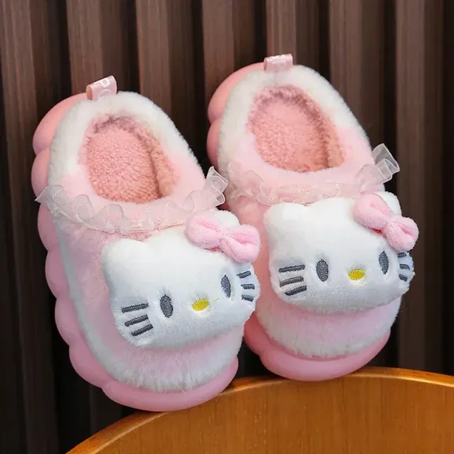 Kids cute slippers at home, soft and slippery