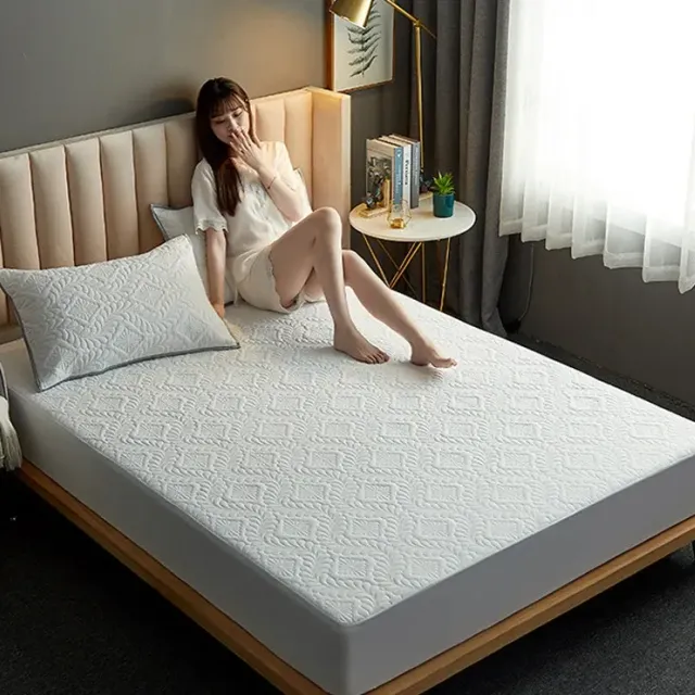 Waterproof mattress protector with stitching - thick, single or double, with elastic edge, in the style of stretching sheets