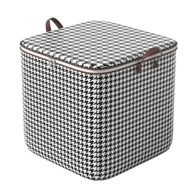 Storage cloth box with lid and ear for clothing, blankets and other objects