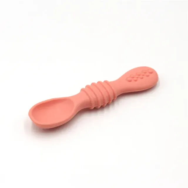 Cuillère en silicone pour bébé, avec sucette - outil d'apprentissage de l'alimentation