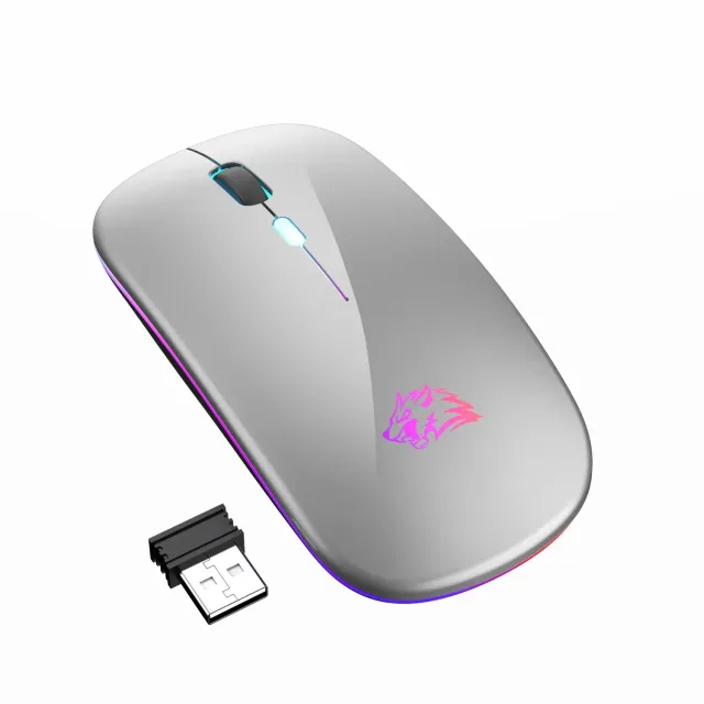 Wireless Bluetooth mouse with LED lighting and quiet button