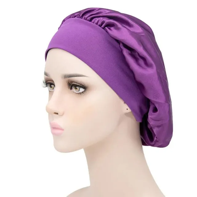 Special satin cap for sleeping against tangled long hair and hair extensions - more colors