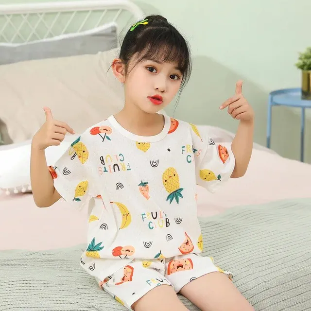 Baby cotton pajamas with short sleeves for boys and girls