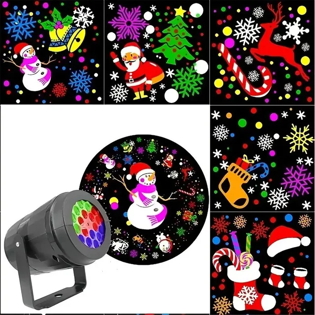 Christmas snowflake laser projector, rotating LED lights on stage, lighting outdoor gardens for holidays