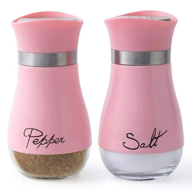 Set of stainless steel salt and pepper sprays with glass bottle