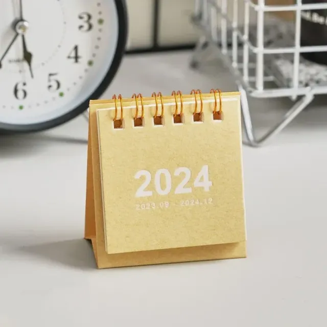 Mini table calendar for 2024 in single colour design - daily planner, annual organizer and table decoration