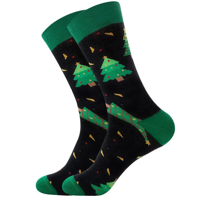 Christmas socks with cheerful motifs - Nicholas, reindeer, tree, snowflakes and snowman