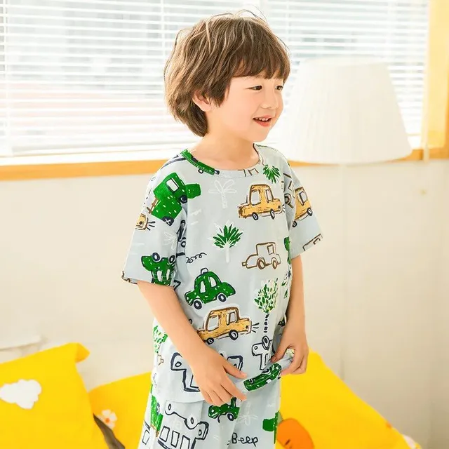 Baby cotton pajamas with short sleeves for boys and girls