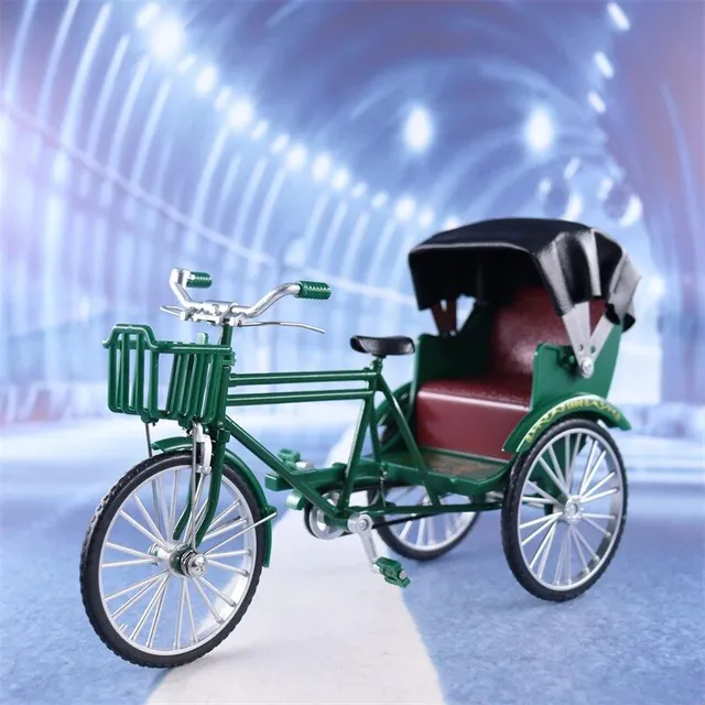 Retro rickshaw trojkolka, vysoko simulačný model zo zliatiny