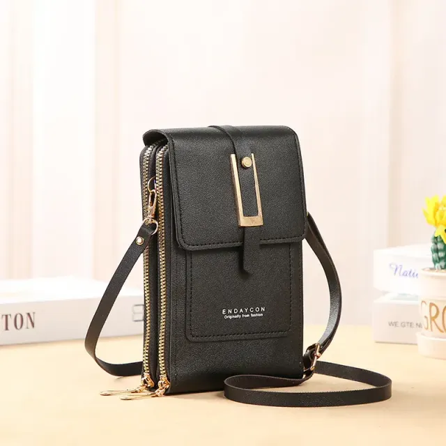 Women's crossbody soft leather purse with touch screen for phone, wallet and other small things
